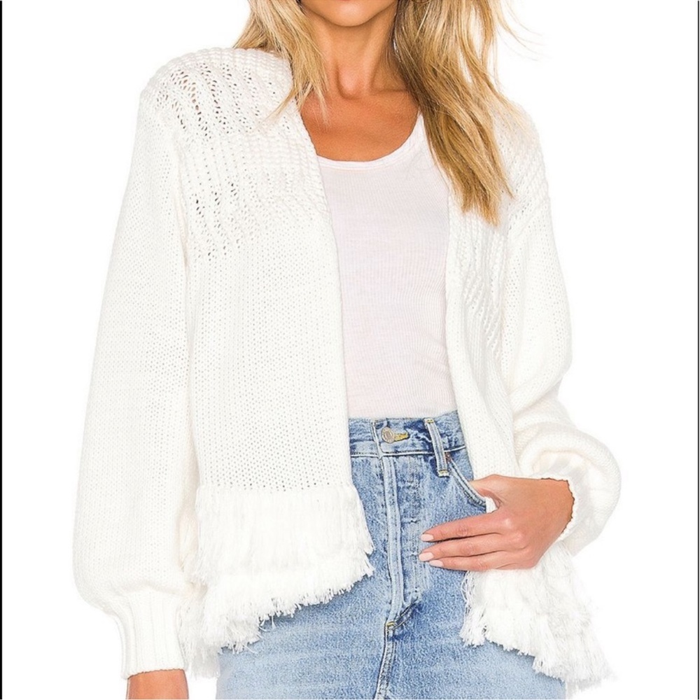 Frame Denim Off-White Fringe Cardigan